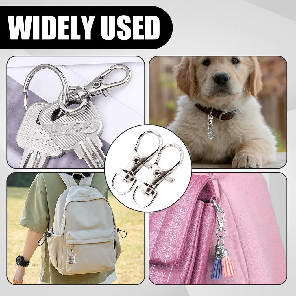 25/50/200Pcs Swivel Lobster Clasp Snap Hooks Stainless Steel Key Ring Clasp D Ring Snap Hook for Keychains Jewelry DIY Crafts