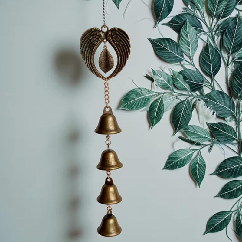 Heart Shape Wing Durability Wind Bells Featuring Clear Bells and Easyly Hanging Chain for Balcony Patios Use