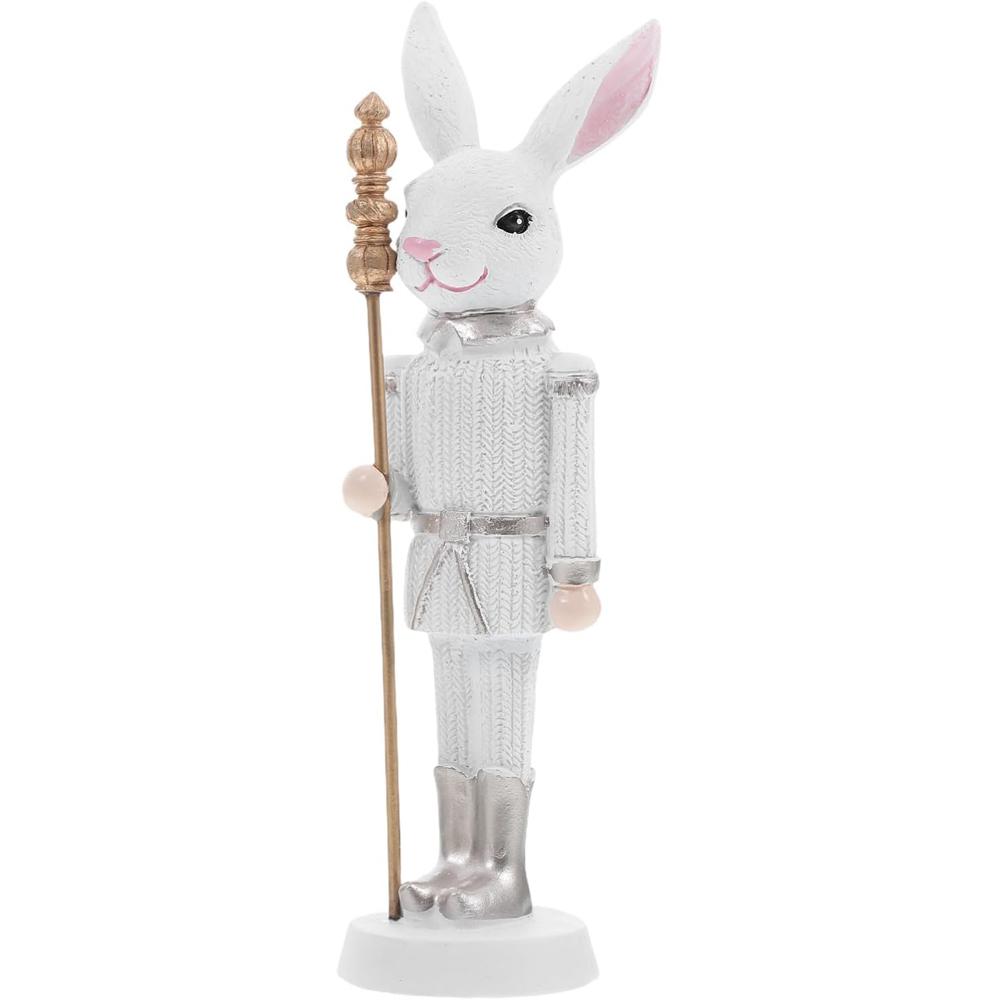 1Pc Easter Rabbit Nutcracker Resin Bunny Figurine Sculpture Holiday Nutcracker Doll