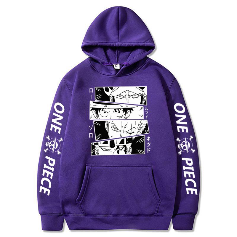 One Piece Anime Luffy Print Five-Speed Long Sleeve Hoodie