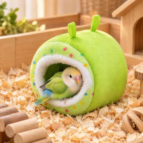 Hanging Small Pet Bed Plush Parrot Bed, Warm Hammock, Cozy Hideout Winter Cave Indoor Sanctuary for Animal Cage Accessory Sugar Glider Hamster