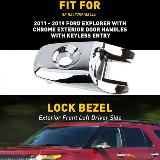 For Ford Driver Door Explorer Chrome Exterior Lock Handle  Cylinder Cap
