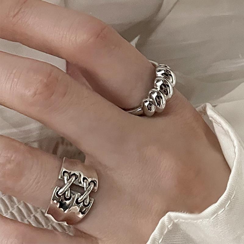 Foxanry 1 Pc Copper Color Personality Geometric Ring For Women Couples Vintage Creative Simple Birthday Jewelry Accessories Gift