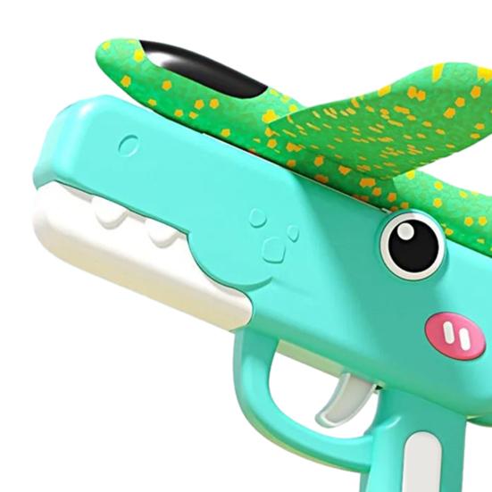 Handheld Foam Airplane Launcher with Dinosaur Design Outdoor Flying Toy for Kids 8-15m Range Lightweight Fun Gift for Boys Girls