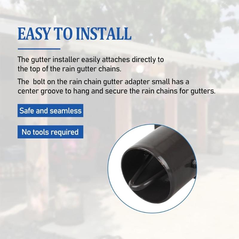 Metal Gutter To Rain Chain Connector Rainwater Guide Adapter Features Bottom V Hook for Secure Attachment