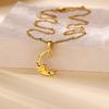Gothic Stainless Steel Moon Pendant Necklace For Women Gold Color Zircon Choker Female Wedding Jewelry Collares Gifts