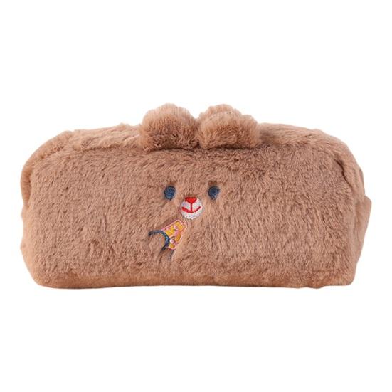 Estuche para lápices portátil de gran capacidad con diseño de conejo de peluche para estudiantes, para dormitorio