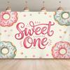 2D Pastel Donut "Sweet One" Backdrop Kids 1st Birthday Party Photo Banner