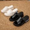 Muffin thick-soled wedge heel sandals women's summer outer wear empty cross solid color cool slippers large size high-heeled sandals women