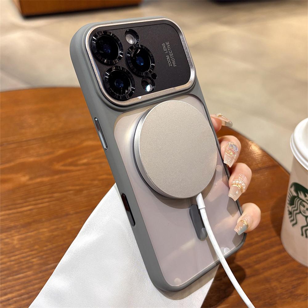 Luxury Magnetic Metal Lens Bumper Protection Case For 17 16 15 14 13 Pro Max Plus For Magsafe Acrylic Translucency Cover