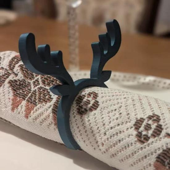 Reindeer Napkin Ring Christmas Napkin Holder 3D Printed Antler Napkin Ring for Holiday Parties Xmas Dinner Wedding Decor
