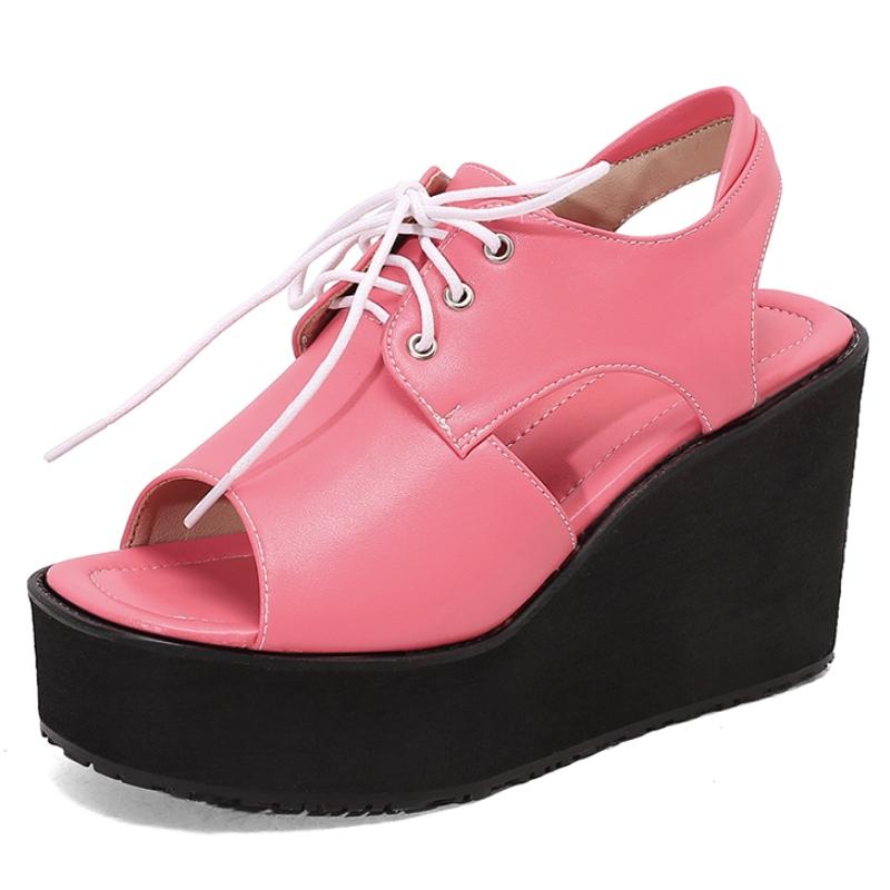 

Summer Women s Sandals New Wedge Heel Thick Bottom Sandal for Girls Korean Platform Pink White Black Flip Flops Party Shoes 39 рожевий