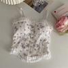 Floral Tube Tops French Wood Ear-hem Camisole Women's Breathable Lace Tank Tops Back-beautiful Underwear for Summer