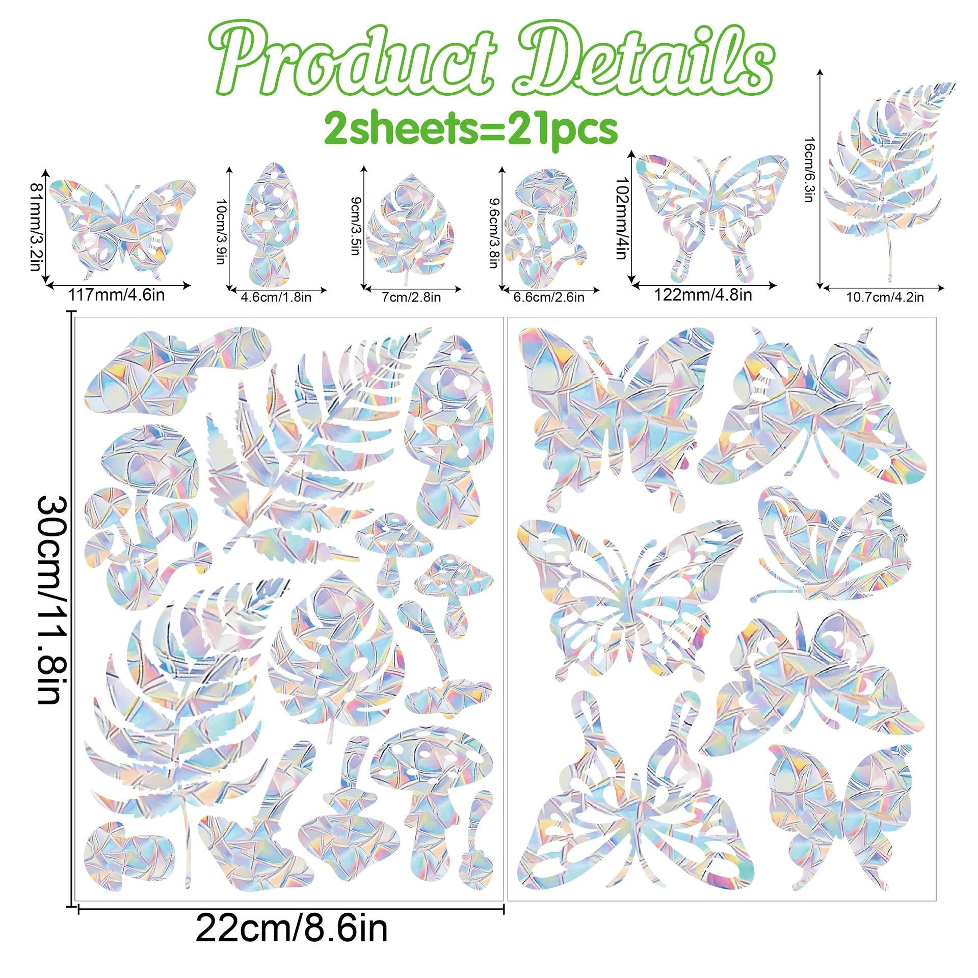 Разноцветные Лазерные Бабочки Листья Электростатические Стеклянные Наклейки Наклейки На Окна Декоративные Наклейки На Двери И Окна Анти-Коллизионные Наклейки LS9001