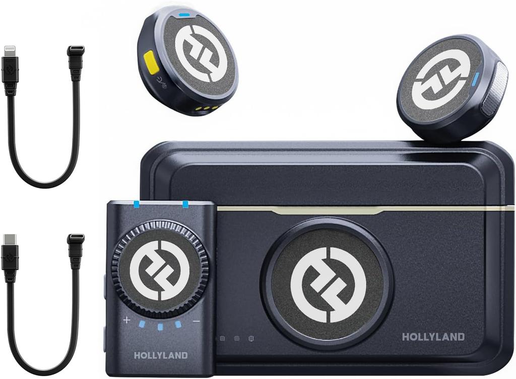 Hollyland Lark M2 Wireless Microphone, 48kHz/24bit Studio Sound, 300m Range, 40H Battery, Noise Cancellation, Magnetic Clip, for Camera Phone Vlog