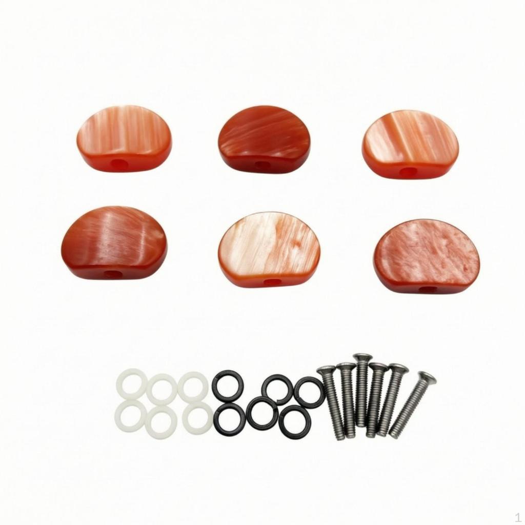 6 Pieces Guitar Tuner Button Knobs Replacement Oval Machine Head Cap for