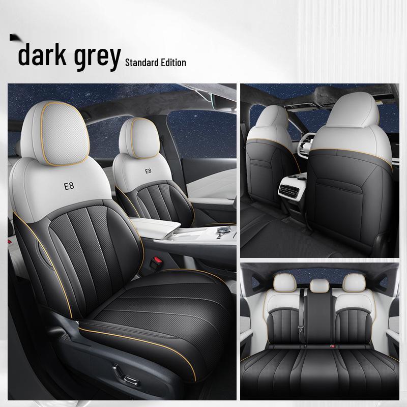 Galaxy E8 Universal Full Leather Car Seat Cushion - New Model for Special Cars, Five-Seat, Four Seasons.