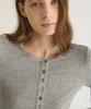 Oteumilkape Tencel Wool Henley Neck T-Shirt - Gray