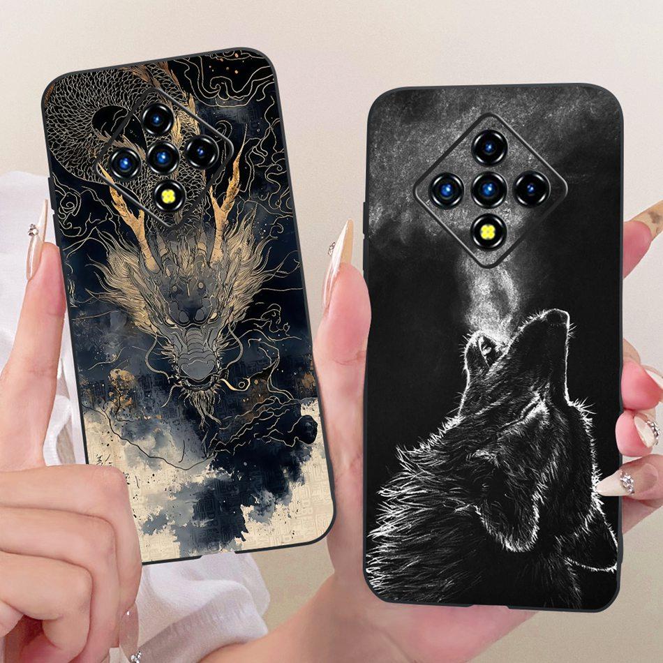 For Infinix Zero 8 8i X687 X687B Cool Dragon Tiger Pattern Phone Case For Infinix Zero8 Zero8i Black Silicone Soft Cases