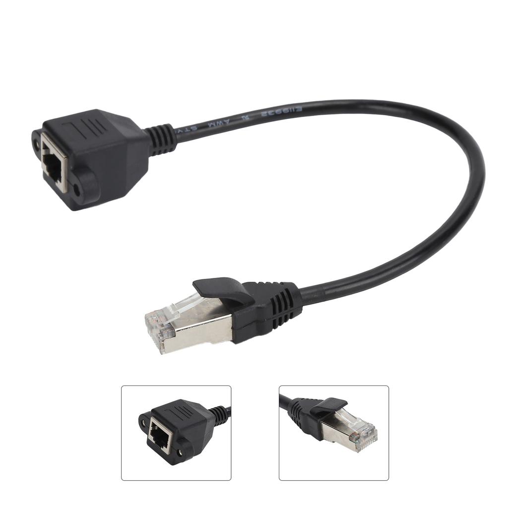 Netzwerkkabelverlängerung Stecker auf Buchse Mit Schraubloch Fixierbarer Adapterkabel für LAN-Netzwerkkomponenten
