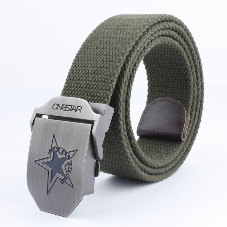 Black Five-Star Canvas Belt Headhunting Black Eagle Men's Automatic Buckle Belt Woven Leisure Good Supply