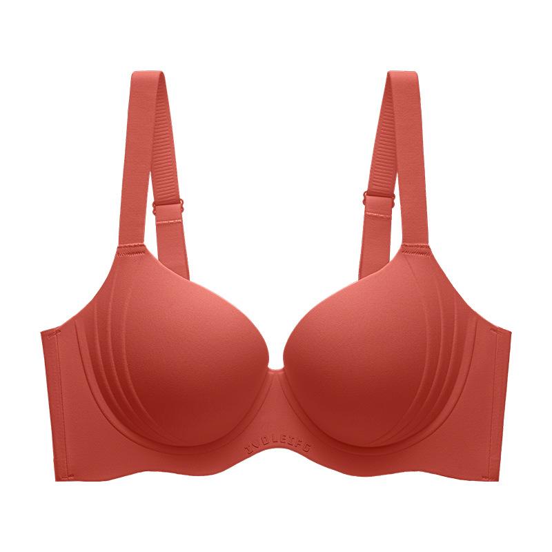 

Бесшовное нижнее белье Женский бюстгальтер большого размера Тонкий собирающий бюстгальтер Поддержка сверху против отвисания Бюстгальтер пуш-ап 42/95D вино красного