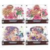 Boîte de rangement en bois DIY pour notes 4 pièces Art du diamant avec 480 feuilles Bloc-notes Peinture Diamant pour Bureau