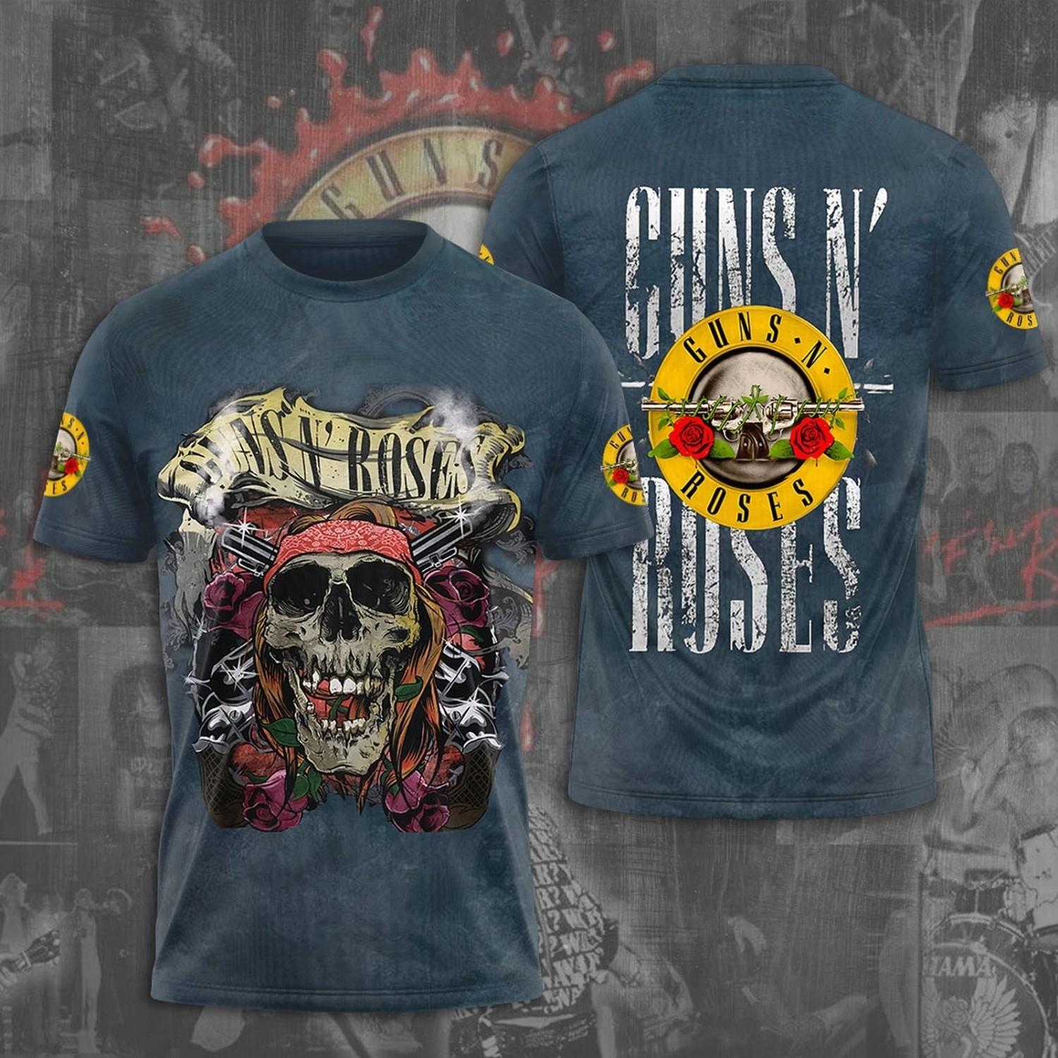 Hot Guns N Roses Tour 2025 3D T-Shirt – Licensed & Limited Rock Band Shirt S