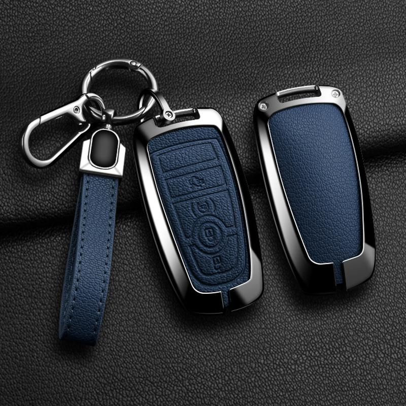 Zinc Alloy Leather For Lincoln Corsair Nautilus Aviator Navigator Continental Car Key Case Shell Keychain Keyring Car Key Cover