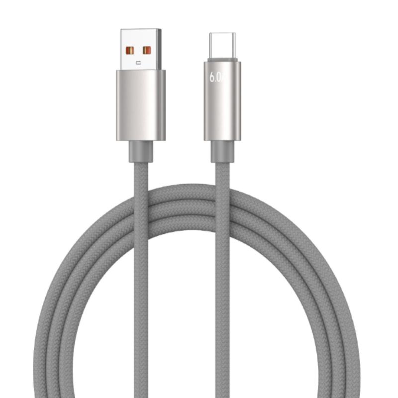 6A USB‑A to Type‑C Fast Charging Cable Nylon Braided High‑Speed Data Sync Charger Cord 1M Black Grey Coffee For Huawei Xiaomi