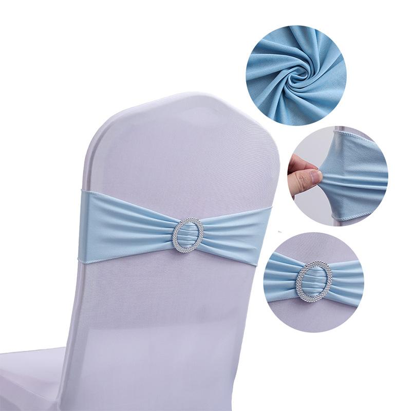 LMETJMA 10 Pcs Spandex Chair Sashes Premium Stretch Bows With Buckle Slider Universal Elastic Bands for Wedding Party Banquet