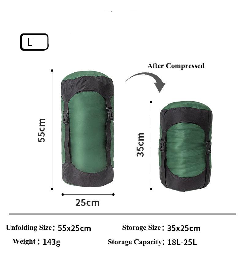 Outdoor Use Water Repellent Sleeping Carryall Compression Stuff Sack Camping Storage Compression Carryall Sack for Backpacking Travel Hiking