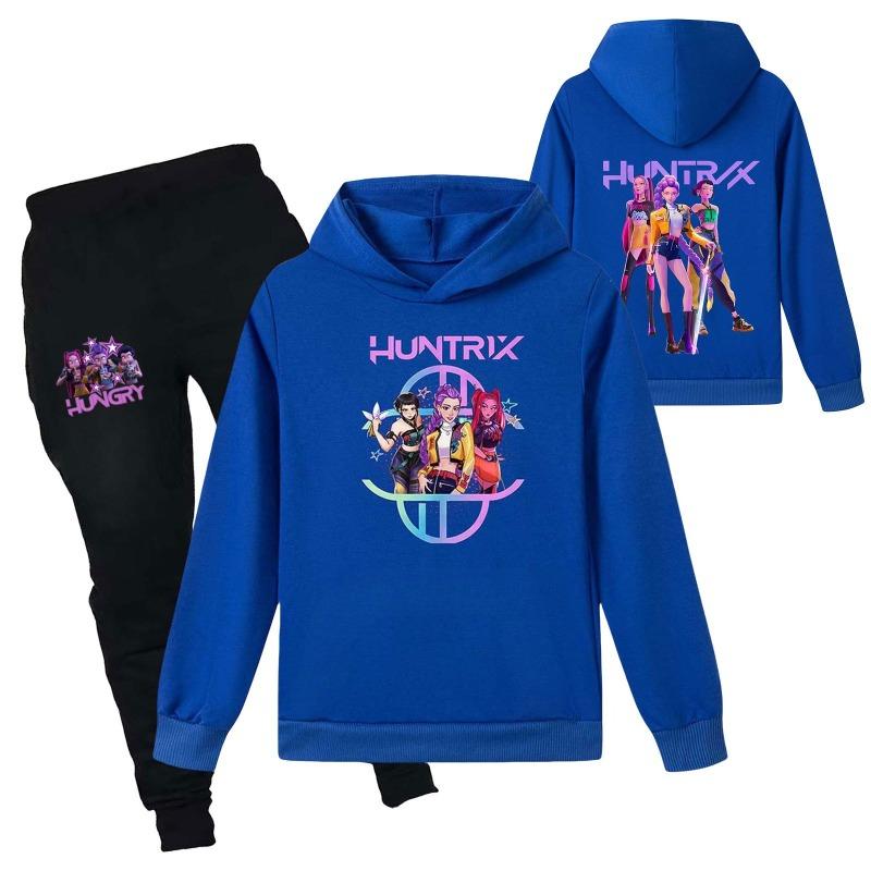 Zimná ležérna skupina lovcov čarodejníc Vzory potlačené vpredu a vzadu Detská súprava Pohodlná súprava mikiny s kapucňou