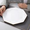 Gold-Rimmed Ceramic Octagonal Flat Plates