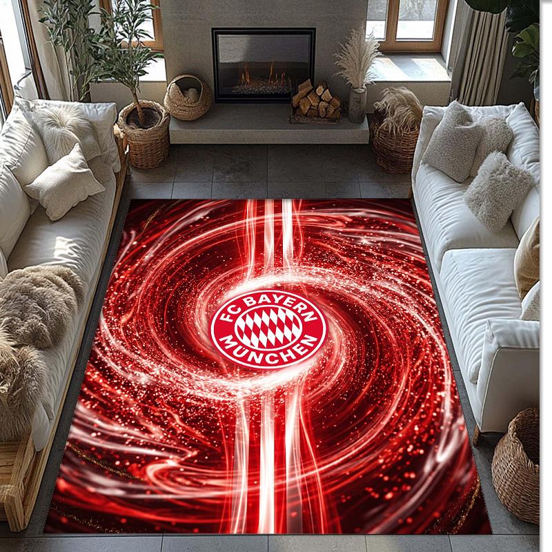 FC Bayern München Fußball Muster Weicher Teppich Rutschfest für Innenbereiche Sport Dekor Matte für Schlafzimmer