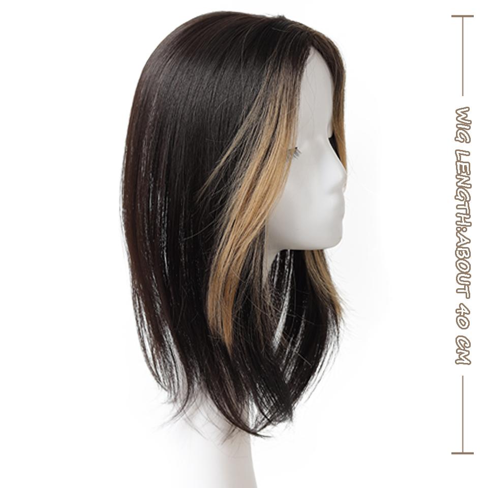 Pickgefärbter Pony Synthetische Perücke BB Clip-on Kopf Ersatzblock Gerade Haarperücke Geeignet für Anfängerinnen zum täglichen Tragen
