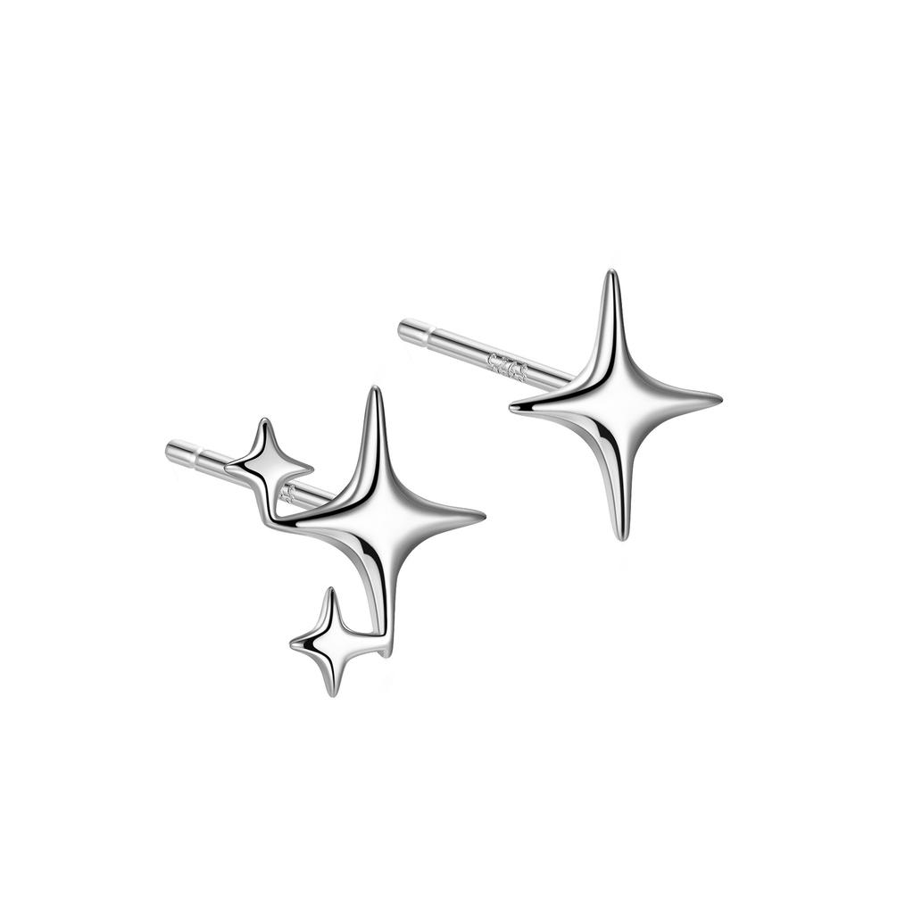 S925 Silver Needle Gold Color Star Small Stud Earrings For Women Girl Korean Tiny Asymmetry Cross Earring Summer Jewelry Gift