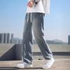 Men Ice Silk Jeans Straight Loose Fit Summer Thin American Drawstring New Elastic Waist Casual Trousers