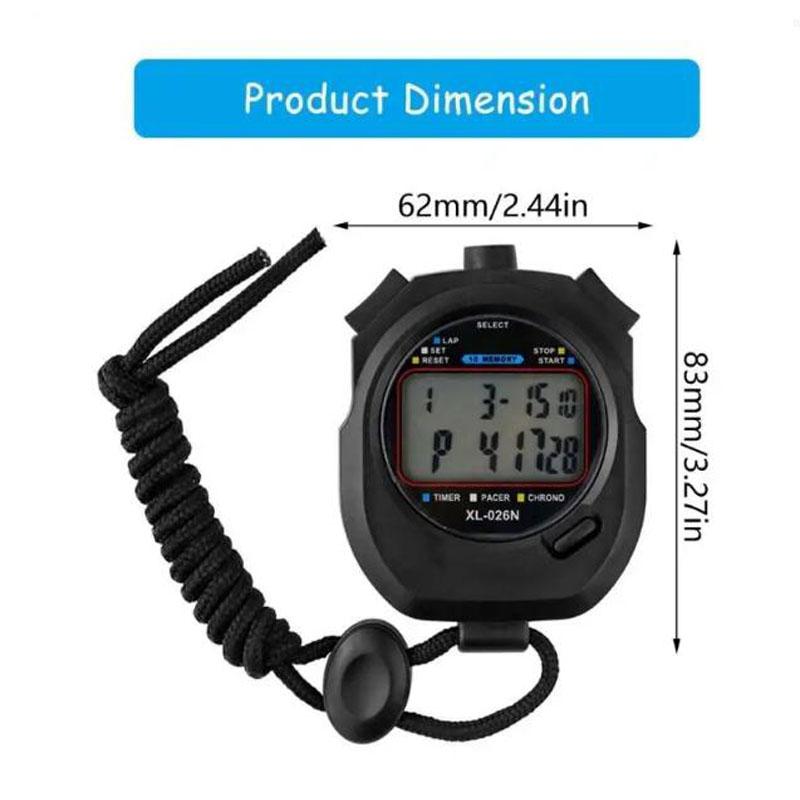 Athletic Timers Double Row LCD Stopwatches 10 Lap Memory Water Resistant Design