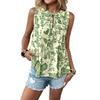Sleeveless Shirt2025 Summer New European and American Women's Print Pleat Lace-up Sleeveless Shirts Top