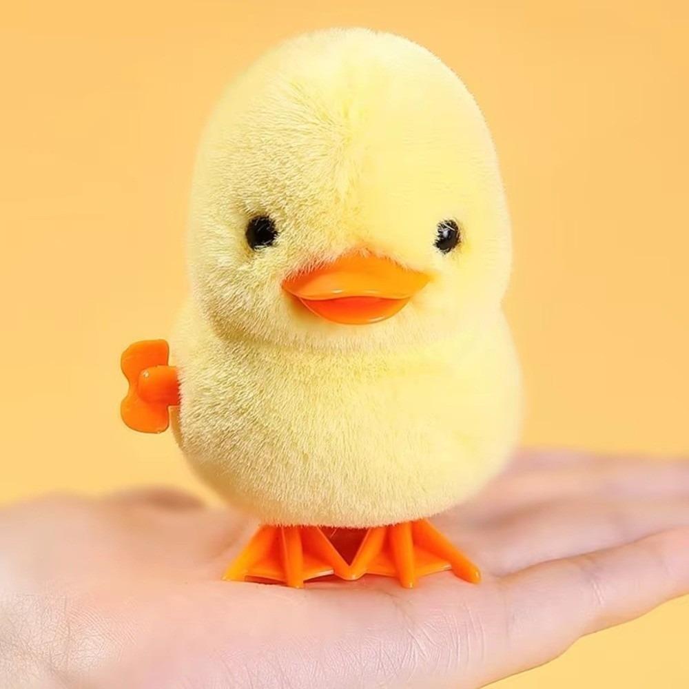Jumping Chicken Duck Yellow Jumping Chicken Clockwork Toy Plush Cartoon Interactive Toy Simulation Walking Hopping Kids Toy
