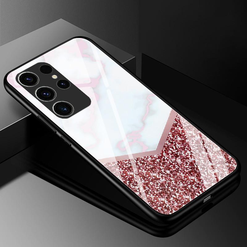 Marble Tempered Glass Phone Case For Samsung Galaxy S23 Ultra 5G Case Fashion Glass Back Cover for Samsung S23 Plus / S23 Ultra