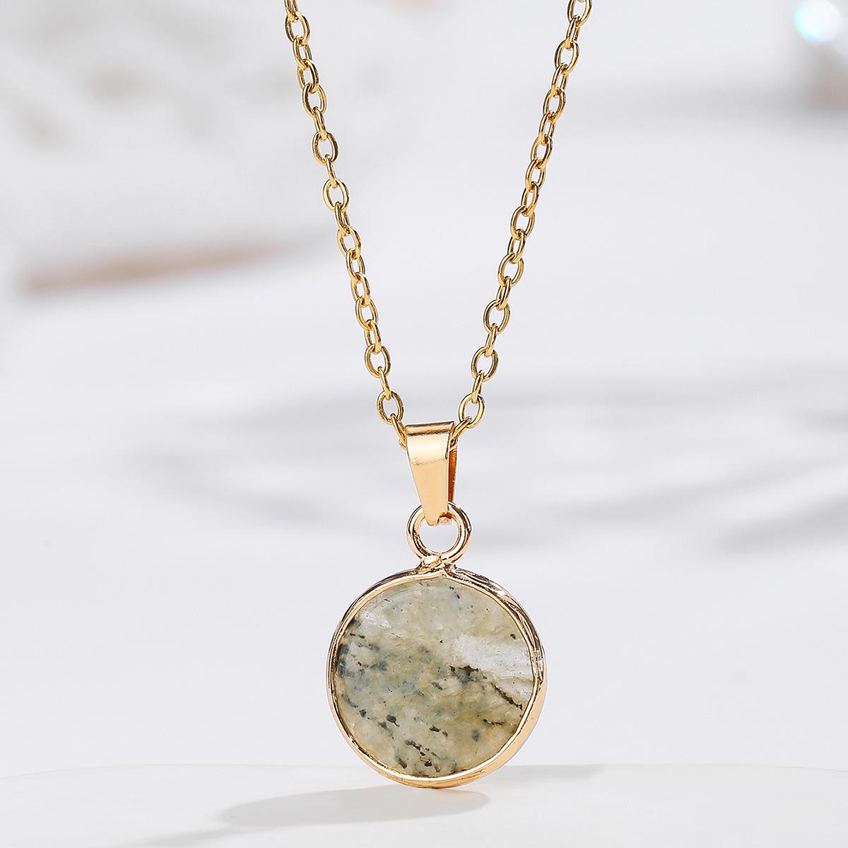 Натуральный кристальный кулон, инкрустация золотой окантовкой, синее золото, аметистовое ожерелье, богемные украшения