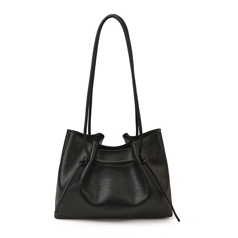 High-End Women's Large Capacity Textured Crossbody Drawstring Shoulder Bag for Casual Outdoor Use