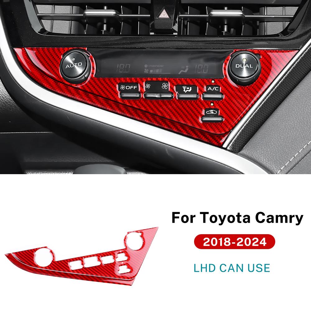 Real Soft Carbon Fiber For Toyota Camry 2018 2019 2020 2025 2025 LHD Car Central Control Button Frame Interior Trim Accessories
