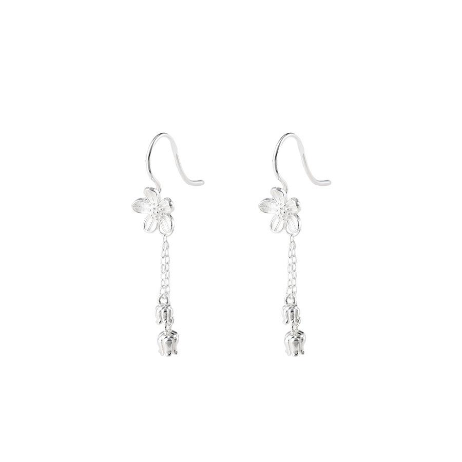 

Sweet Flower Tassel Earrings Healing Ear Hole Lily of the Valley Drop Ear Hooks Elegant Gift for Women Girlfriend