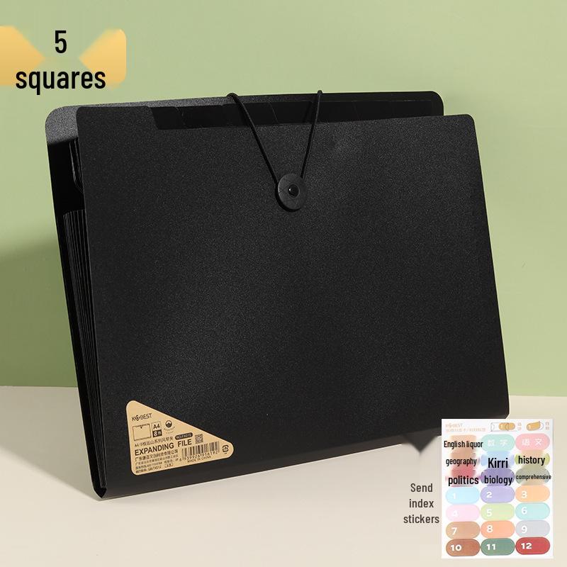 Kangbai Accordion Multi-layer Document Bag, 5-Grid Office & School Portable Folder