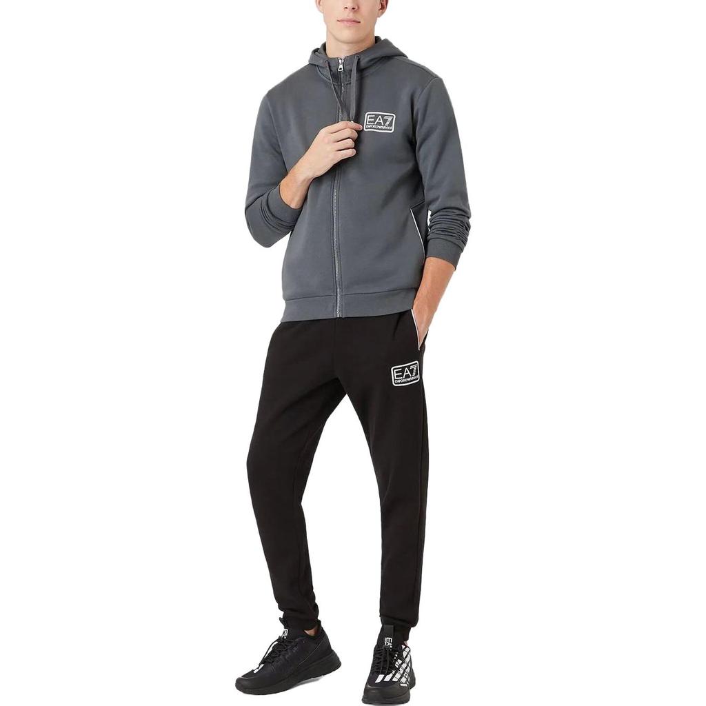 Emporio Armani EA7 Hooded Zip Long Sleeve Cuffed Casual Sports Set Men Sets Black 6KPV68-PJ07Z-22BY