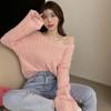 Autumn Mohair V-neck Sweater For Women Mohair Solid Color Casual Loose Soft Femme Tops Chic Hollow Out Pullovers