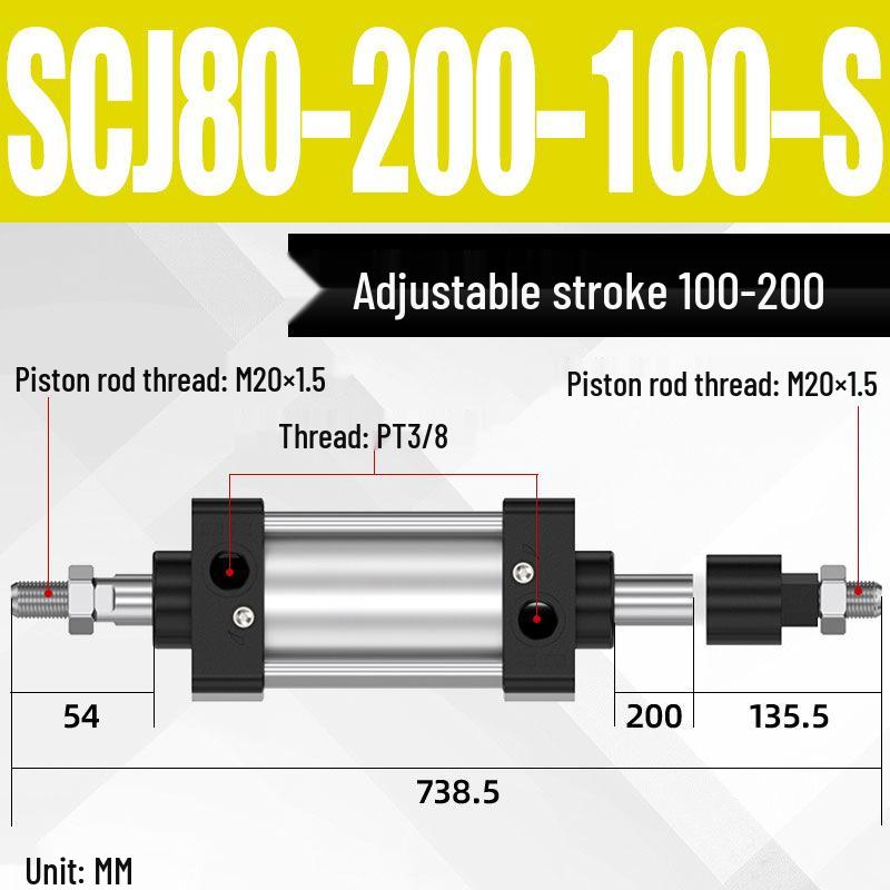 SCJ Adjustable Stroke High Thrust Pneumatic Cylinder SCJ32-160
